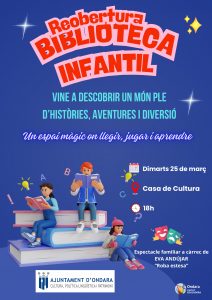 L’AJUNTAMENT D’ONDARA REOBRIRÀ EL DIMARTS 25 DE MARÇ LA BIBLIOTECA INFANTIL DESPRÉS DE LES OBRES DE MILLORA
