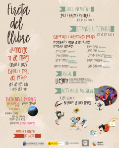 ONDARA CELEBRA AQUEST DIUMENGE 11 DE MAIG LA FIRETA DEL LLIBRE 2025 AL PRADO AMB LLIBRES, MÚSICA I ACTIVITATS PER A TOTA LA FAMÍLIA