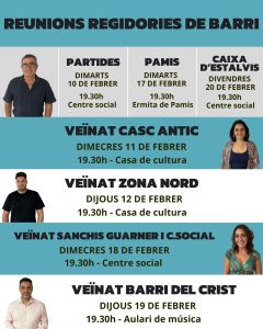 L’AJUNTAMENT D’ONDARA TORNA A CONVOCAR LES REUNIONS DE BARRI AL MES DE FEBRER
