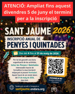 AMPLIAT EL TERMINI D’INSCRIPCIÓ DE GARITOS PER A LES FESTES DE SANT JAUME FINS AL DIVENDRES 5 DE JUNY